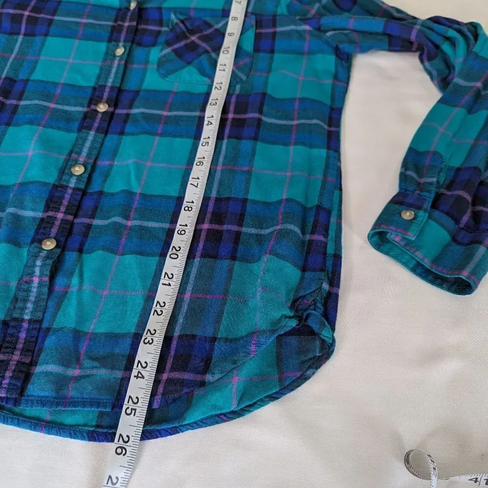 AE AMERICAN EAGLE OUTFITTERS Teal Plaid Button Down